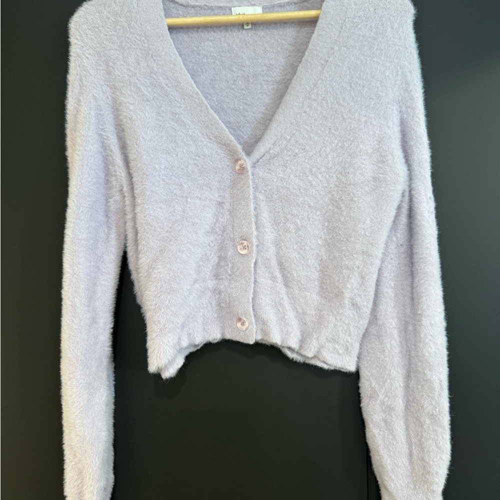 Soft Lilac Button-Up Cardigan